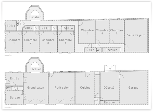 Plan du rez de chaussée et de l'étage du LOGIS de LACOUR